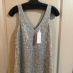 NWT Vince Silver Sequin Maxi Dress
